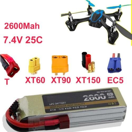 High rate LIPO battery 2s 25c 7.4v 2600mah drone aircraft li-poly battery 25C low resistance rechargeable fpv battery