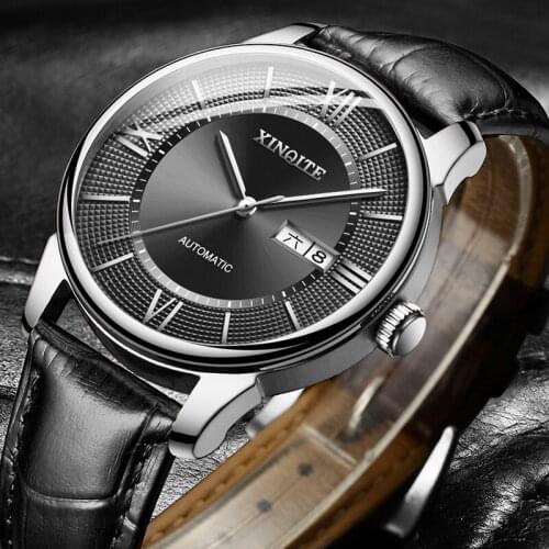 XINQITE New Man Watch 2020 Brand Luxury Mechanic Watches Leather Strap Waterproof Automatic Watch Mechanical watch