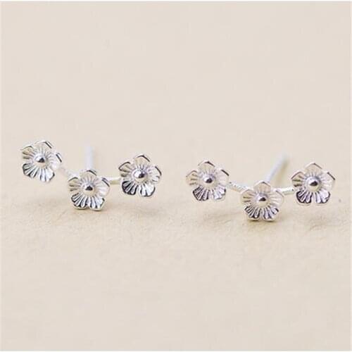 Fashion Cute Little Flowers Sweet Stud Earrings for Women Ladies 925 Sterling Silver Jewelry Mujer Wedding Accessories SE260