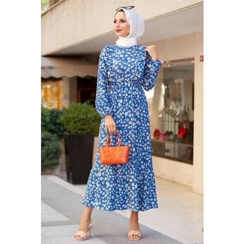 Ruffle Detail Crispy Flower Pattern Women Quality Dress Long Skirt 2021 Trend Fashion Elegant Dress Dubai Qatar Oman Arab Beautiful clothing