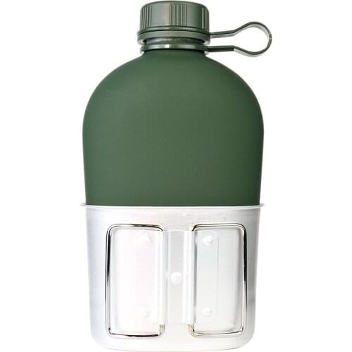 1L Military Canteen Cup Camping Outdoor Army Flask Water Bottle Set Aluminum Kettle Wine Pot Flagon for Camp Picnic Drinkware