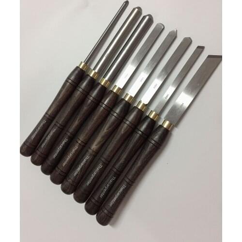 1Pcs HSS Woodworking Turning Tool Black walnut handle Turning knife Lathe Chisel 8Type