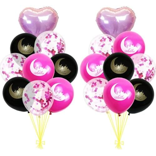 18pcs Eid Mubarak Moon Decor Globos Confetti Balloon Guirlande Eid Decoration Islamic Party Latex Balloon Ramadan Eid Decoration