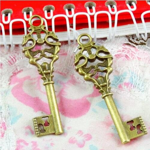 20Pcs 48.3*15.7MM Antique Bronze Plated Key Charms Pendant DIY Jewelry Making Findings