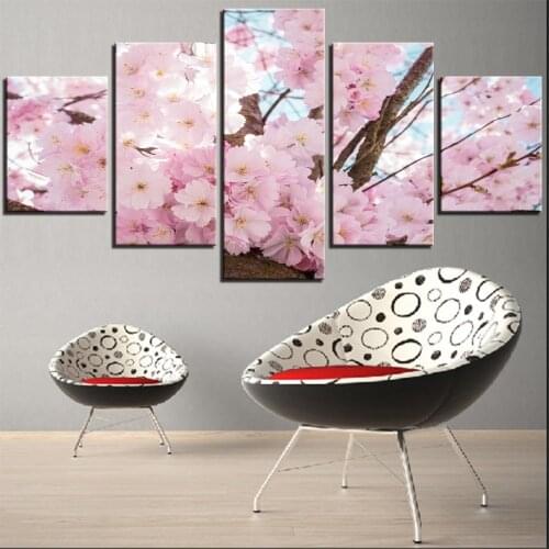 5 piezas de pósteres de lienzo de flores árboles flor de ciruelo arte pintura plantas rosas fotos para la decoración de la tiend