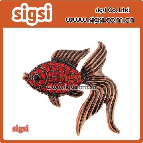 50mm vintage fish brooch wholesale crystal rhinestone brooch