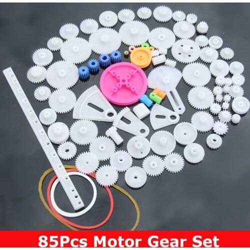 85pcs Plastic Gear Rack Pulley Belt Worm Gear Single Double Gear Teeth For DIY Model Toy Car Boat Robot Scientific Experiment
