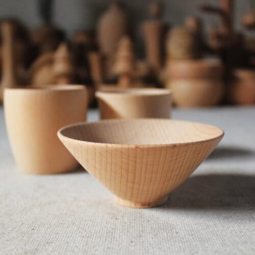 Handmade solid wood wine cup bowl elegant beech wooden wine cellar no paint no wax