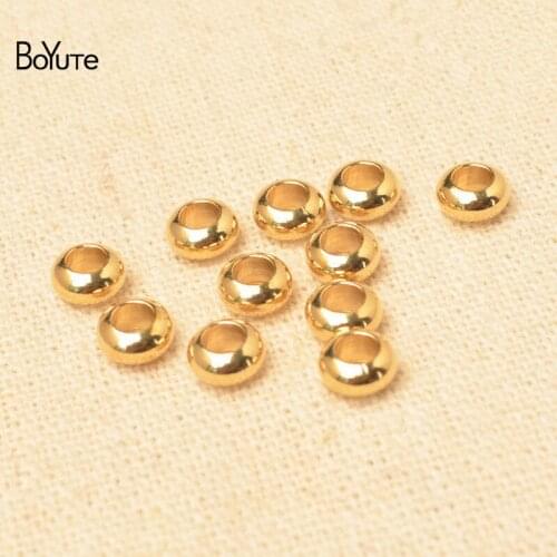 BoYuTe (100 Pieces/Lot) 6MM Big Hole Brass Beads Factory Supply Handmade Diy Loose Beads Jewelry Making