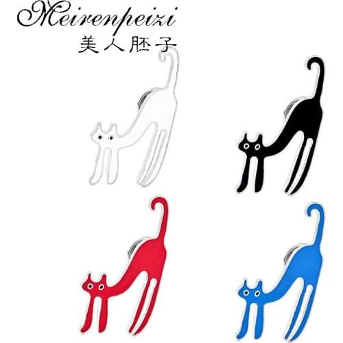 4 Colors Cats Enamel Pins Brooches Button Pin Denim Lapel Pins Backpack Hat Badge Cartoon Fashion Jewelry Gift