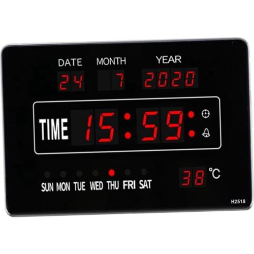 24 Hours Digital Alarm Clock Display Calender Temperature for Living Room
