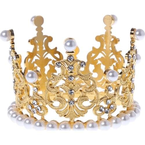 Baby Crown Photography Props Luxury Fashion Pearl Rhinestone Glitter Gold Silver Photo Birthday Party Decoration Girls Princess