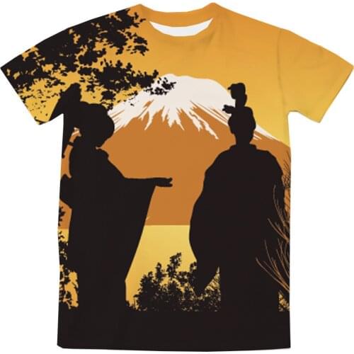 REAL American US SIZE Geisha and Pagoda Sublimation Printing Plus Size 3XL 4XL 5XL 6XL Top T-Shirt