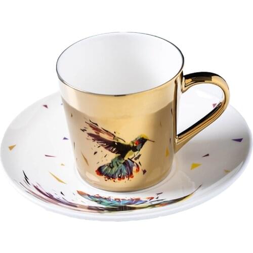 Ins Mirror Reflection Cup Coffee mug Picasso Ceramic Coffee Cup and Saucer Set lion Funny Mugs for Friend Birthday Best Gift