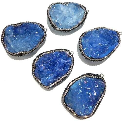 New Fashion Natural Rainbow Stone Pendants Crystal Jewelry Pendant for Jewelry Making Pendant Necklace DIY Jewelry Gifts 50x36mm