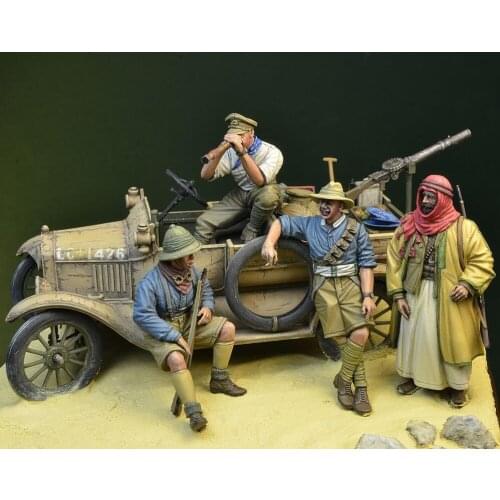 1/35 Scale Unpainted Resin Figure ANZAC soldiers 4 figures and Chariot accessories collection figure