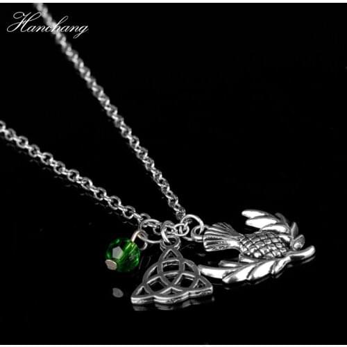 MQCHUN Outlander Scottish Iris Eternity Knot Dragonfly Scottish Irish Gaelic Pendant Necklace Chain Jewelry Women Girl Xmas Gift