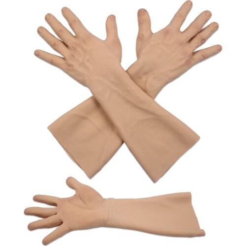 Upgrade 40CM Length Lifelike Realistic Soft Male Silicone Hand Glove for Crossdresser Transgender Shemale Drag Queen