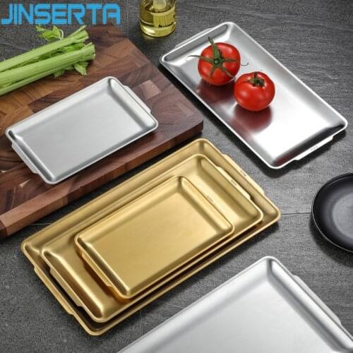 JINSERTA Stainless Steel Storage Tray Jewelry Display Plate Dessert Fruit Snack Nuts Plate Luxury Gold Desktop Decorative Tray