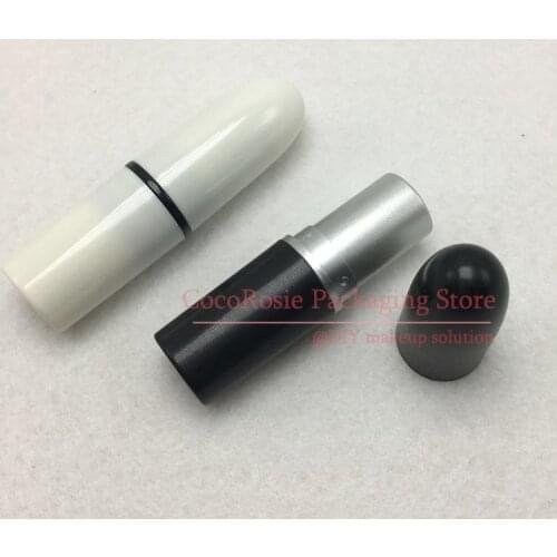 50 pieces/lot) Empty Lipstick Tube bullet shaped Lipstick tubes Black/White Lip Balm tube diameter 12.1mm