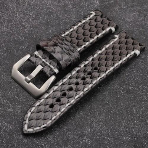 Handmade Gray Python leather strap, 20 22 24 26MM, compatible with PAM111 441, leather strap, mens bracelet