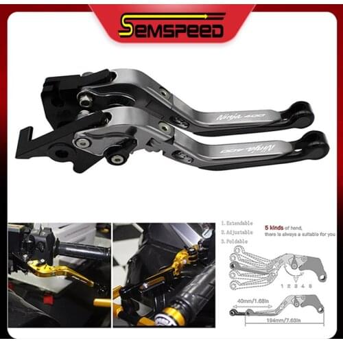 SEMSEED Motorcycle Folding Extendable Brake and Clutch Levers For Kawasaki Ninja 400 Z400 2018 2019 2020 CNC Brake Lever