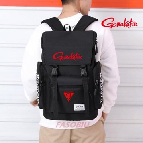 Gamakatsu Outdoor Fishing Backpack Waterproof Nylon Backpack Men for Women Mountain Hiking Travel Bag Large Camping Fishing Bag