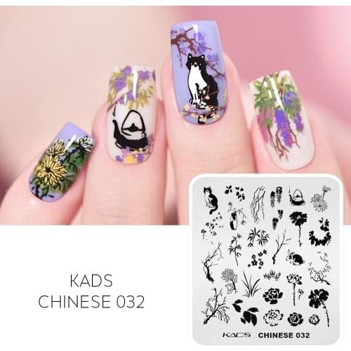 Chinese Style Nail Stamping Plate Flowers Cat Rabbit Pattern Design Nail Art Stamp Template DIY Nail Printing Stencil Tools