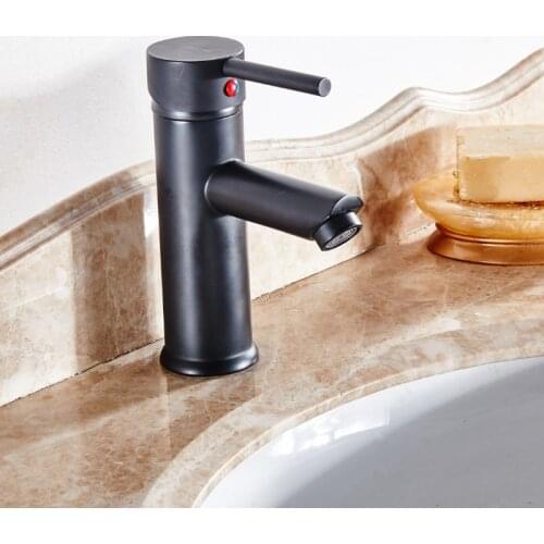 Single Handle Bathroom Basin Faucets Cold and Hot Water Mixer Basin Sink Tap Bathroom Black Faucet Painting Finish Basin Faucet