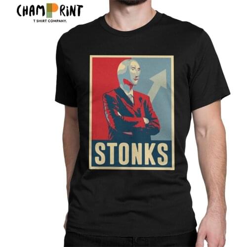 Stonks Wall Street Bets T-Shirt for Men Wallstreetbets GME WSB Stock Trader Meme Tees Round Neck T Shirts Graphic Clothes