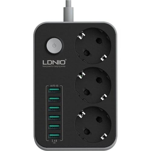 3 Outlets 6 USB Ports USB Electronic Power Strip Smart Home Socket Surge Protector Fast Charging Home Extension Patch Board EU