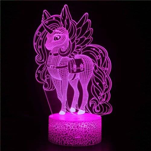 USB Dinosaur Unicorn Pegasus 3D LED Night Light 7/16 Color Adjustable Decoration LED Touch Childrens Light Unicorn Light