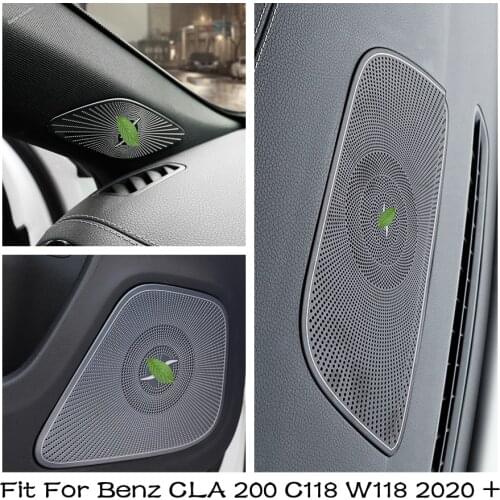 Interior Car Door / Pillar A / Dashboard Audio Speaker Cover Trim Black Stainless Steel Fit For Benz CLA 200 C118 W118 2020 2021