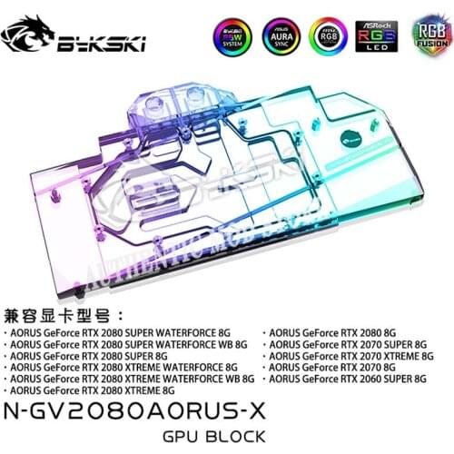 Bykski N-GV2080AORUS-X Full Coverage GPU Water Block For VGA Gigabyte AORUS RTX2080 XTREME 8G Graphics Card Heatsink