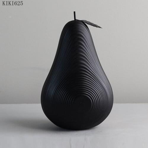 High-end Line Apple Pear Ceramic Crafts Black and White Decor Creative Living Room Countertops Fruit Sculpture Home Decoration
