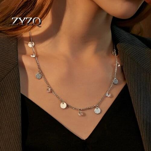 ZYZQ Fashion Delicate Round Pendent Necklace for Women Romantic Love Birthday Anniversary Gift Jewelry Wholesale 2021