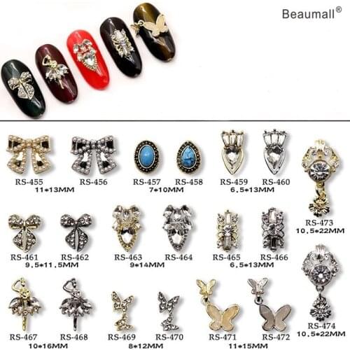 10pcs/lot, 3d Nail Art Elegant Designs Alloy With Pearls Crystal Rhinestones Nail Tips Beauty