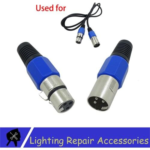 3-PIN XLR Metal Connector For DMX Cable Microphone Cable Blue Audio Cable Connector Stage Light Accessories