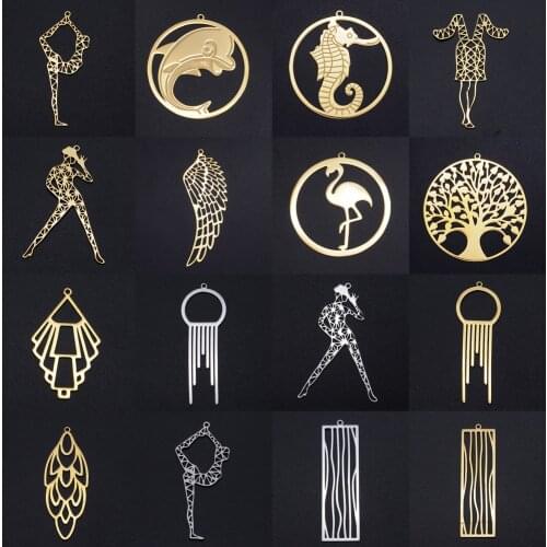 3pcs/lot Stainless Steel Large Angel Wing DIY Earring Pendant Wholesale Dream Catcher Tree of Life Geometric Necklace Pendants