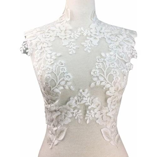 4pcs White Flower Embroidered Patch For Wedding Dress Embroidery Applique Lace Patches For Bride Parches Sew On 28x20cm AC1228