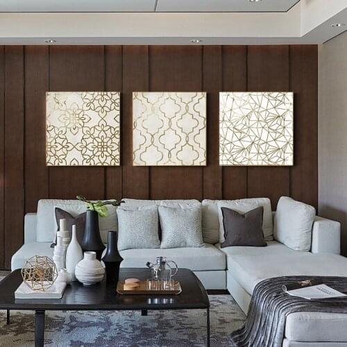 Abstract Gold Modern Geometric Pattern Lines Canvas Painting Picture Home Decor Wall Art Canvas Poster Print Room Wall Picture