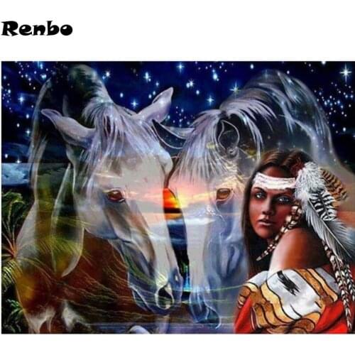 5D diamond embroidery sale Indian woman and horse pictures of rhinestones mosaic new 2019 diamond painting full square round