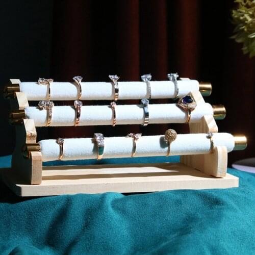 Velvet 3-Tier Jewelry Bracelet Watch Bangle Display Holder Stand Showcase T-bar Storage Necklace Bangle Organizer