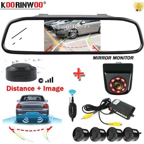 Koorinwoo Wireless Parking Sensor kit Dynamic Car Camera Wide Angle Car-Detector Show Distance on Monitor Blind Sport Area Radar