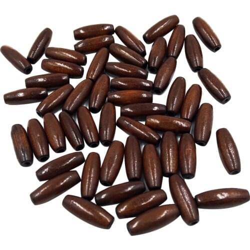 50 Pieces Wood Oval Tube Loose Spacer Charm Beads Findings for Jewelry Making 8x23mm