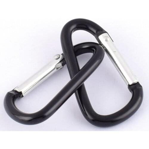 Black Carabiner Camp Snap hook Clip keychain hook clasp spring D ring push gate clip For Backpack Clip Lanyard 4pcs