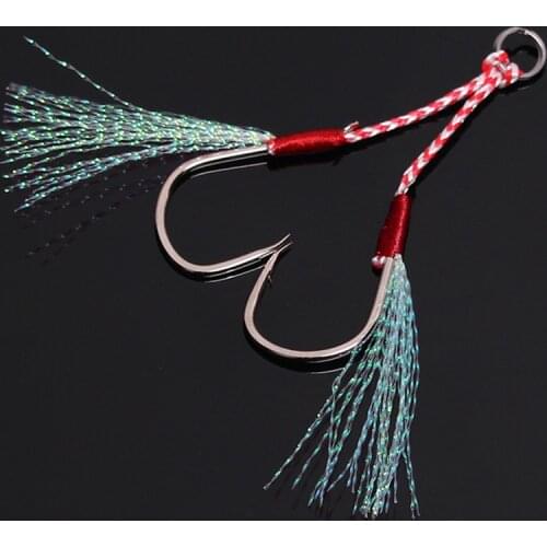 Stainless Barbed Double/Fishing/Fish/Circle Hooks Sea Fishing Tackle/Jig Cast Slow Jigging Assist Hook Thread Feather Fishhook