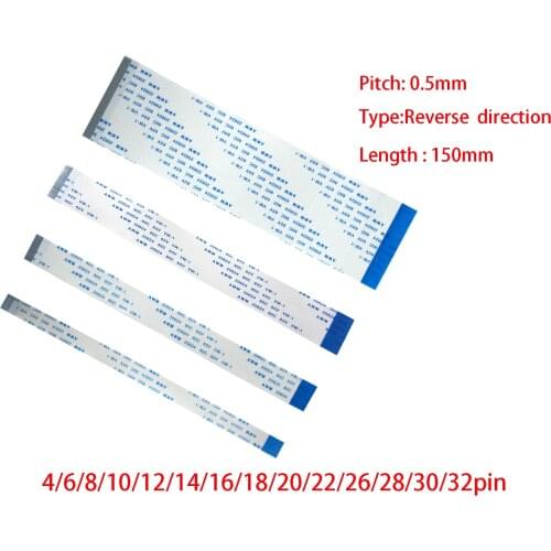2Pcs 15cm 0.5mm Pitch FFC FPC Flexible Flat Cable Reverse Direction AWM 20624 80C 60V 4P 6/8/10/12/14/16/18/20/22/26/28/30/32Pin