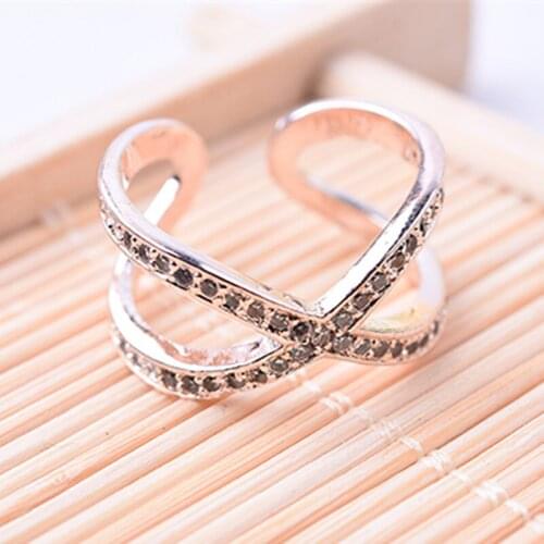 Hot Sale Fashion Crystal Cross Ring Female Letter X Shape Rings Party index Finger Ring Gifts Open design