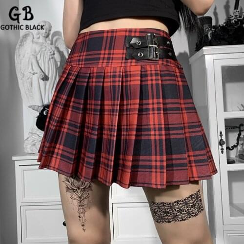 Gothic Black Women's Pleated Skirts